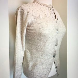 Knit cardigan lace embellished
